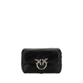 PINKO Black Calf Leather Bos Taurus Shoulder Bag